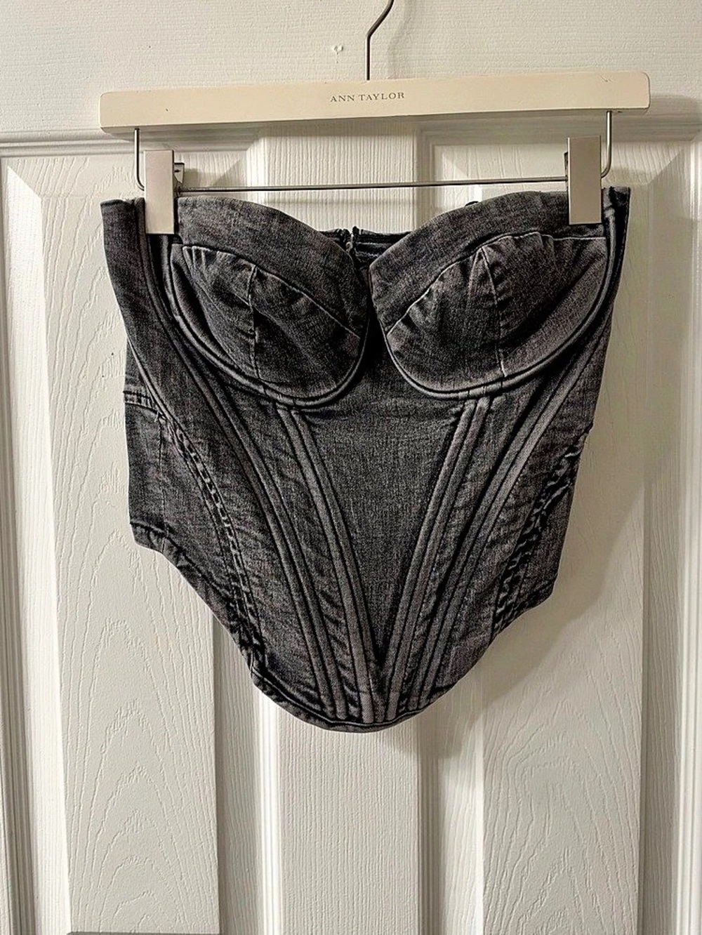 Fashion Nova Denim Corset Black